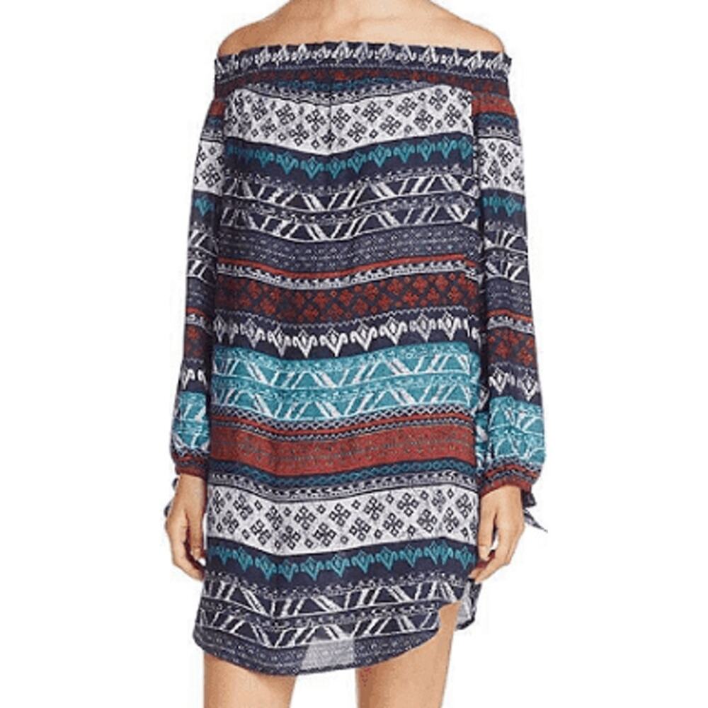 BeachLunchLounge Tribal Aztec Off the Shoulder Dress XS NWOT